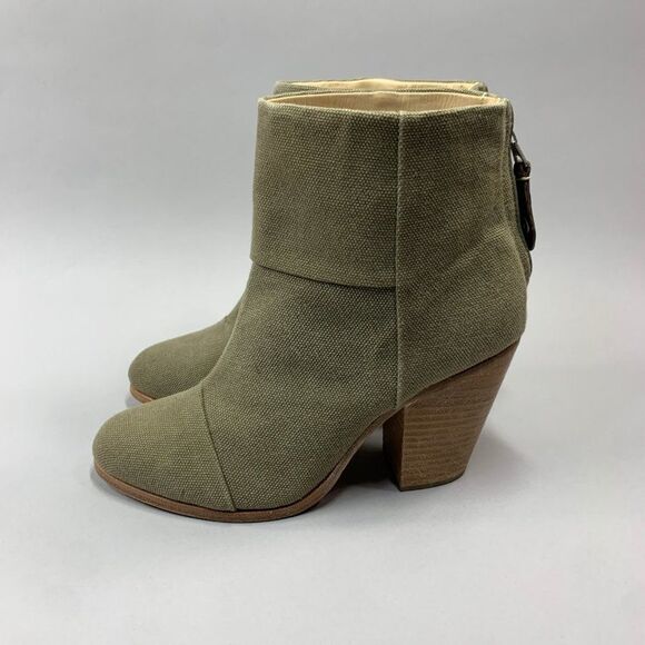 Rag & Bone Newbury Ankle Boots Women's Size 9 Olive Green Canvas Heeled Booties - Picture 4 of 13